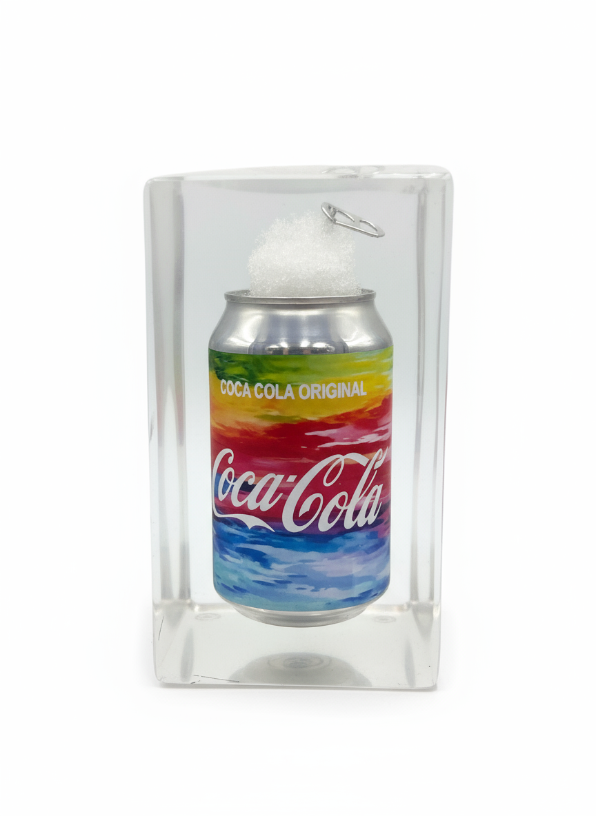 Rainbow coke trapped in a glass