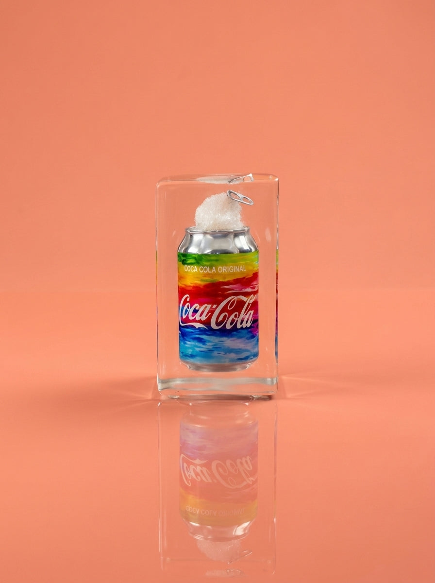 Rainbow coke trapped in a glass