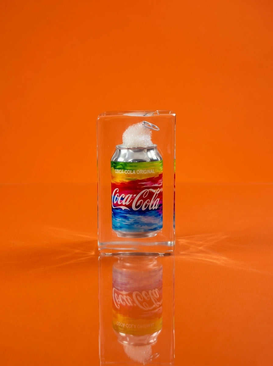 Rainbow coke trapped in a glass