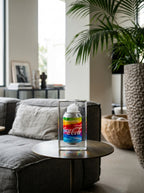 Rainbow coke trapped in a glass