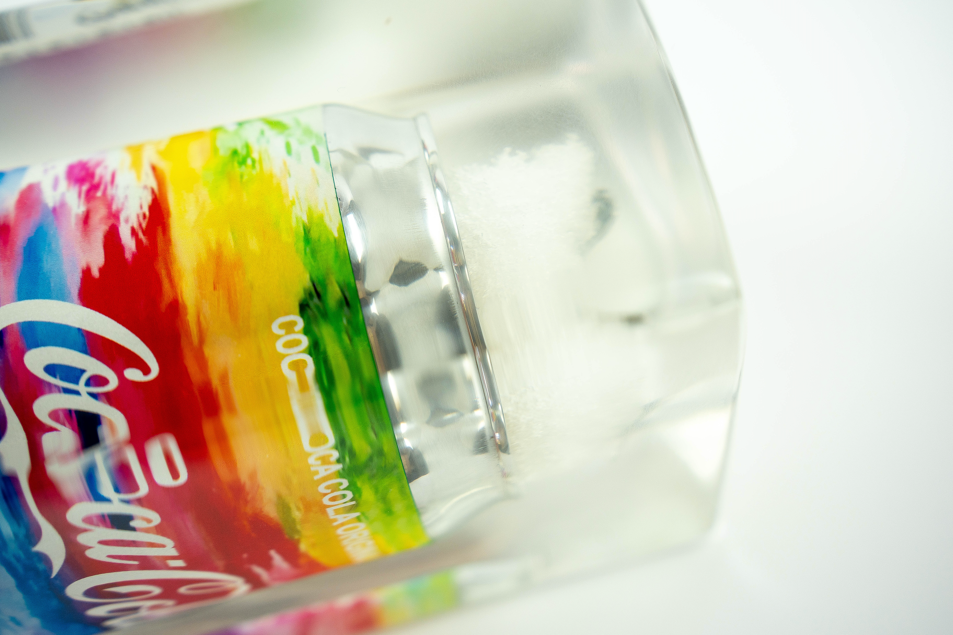 Rainbow coke trapped in a glass