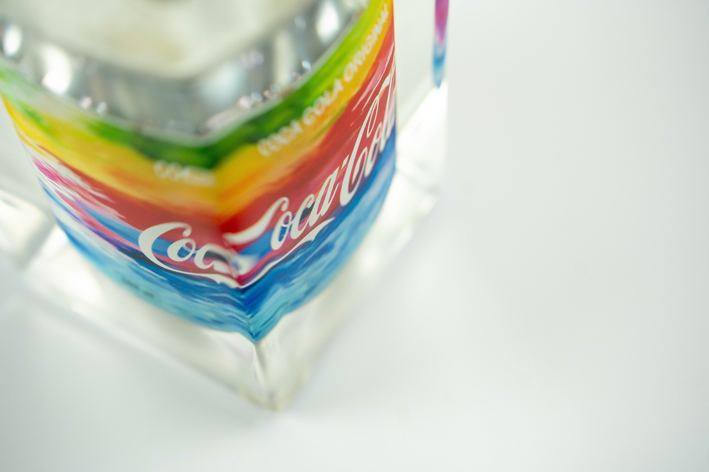 Rainbow coke trapped in a glass
