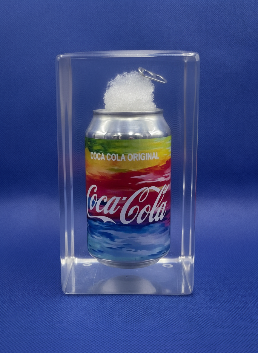 Rainbow coke trapped in a glass